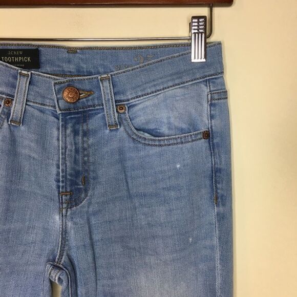 J. Crew Sz 25 Toothpick Ripped Jeans - Picture 1 of 6